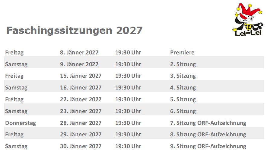 Faschingssitzungen 2027